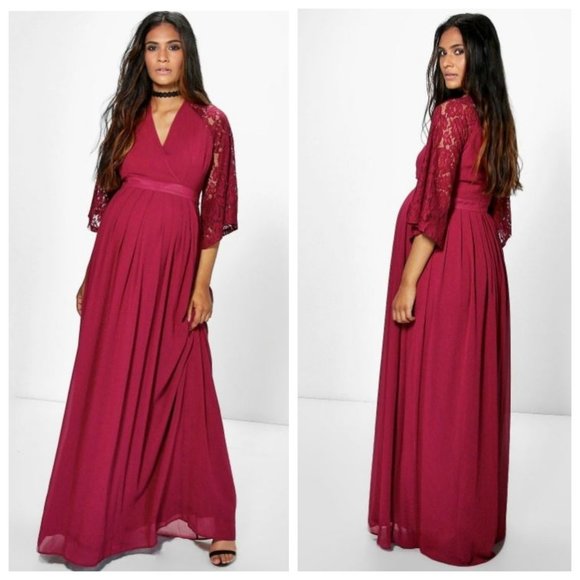 burgundy dress boohoo